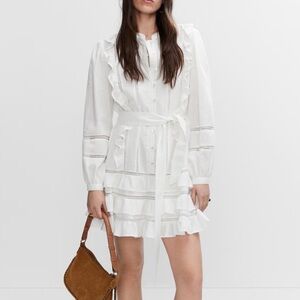 Porter cotton Lace ruffle dress  off white ivory